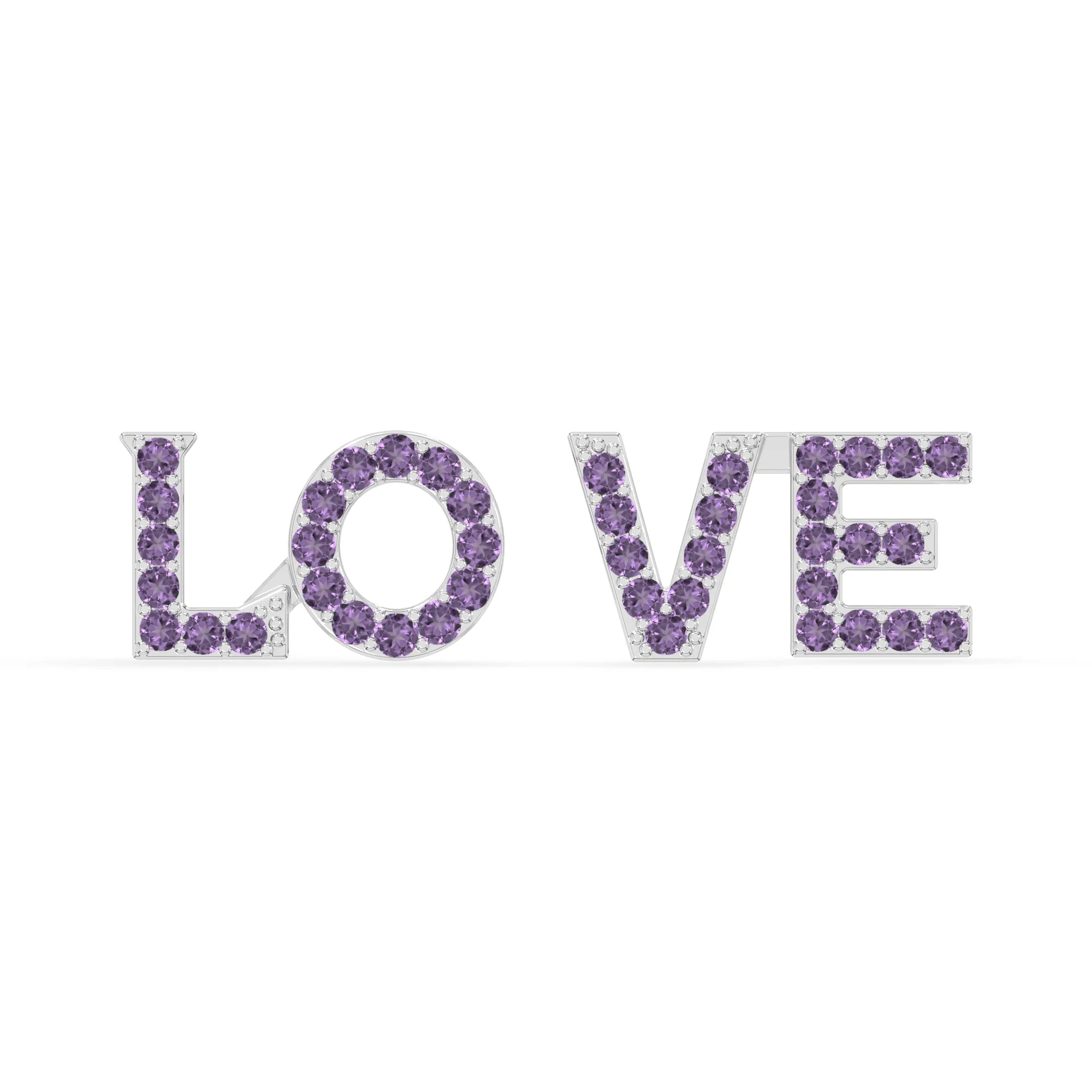 natural amethyst love stud earrings in sterling silver 