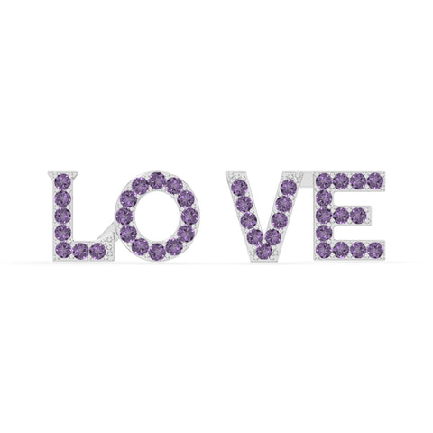 natural amethyst love stud earrings in sterling silver 
