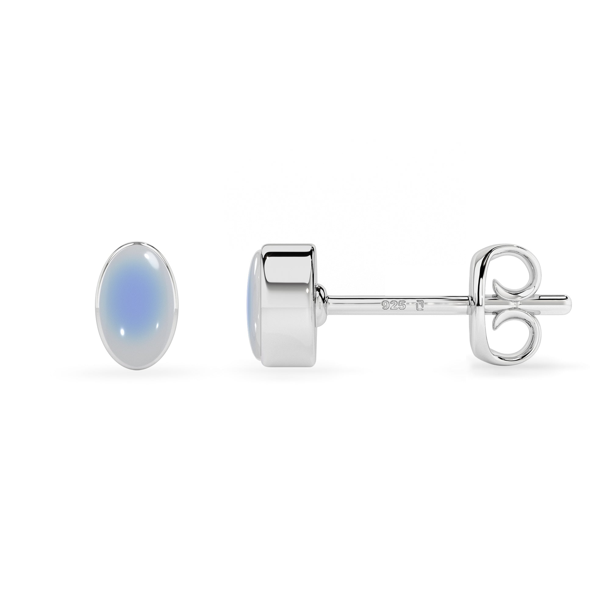 natural rainbow moonstone oval shape stud earrings