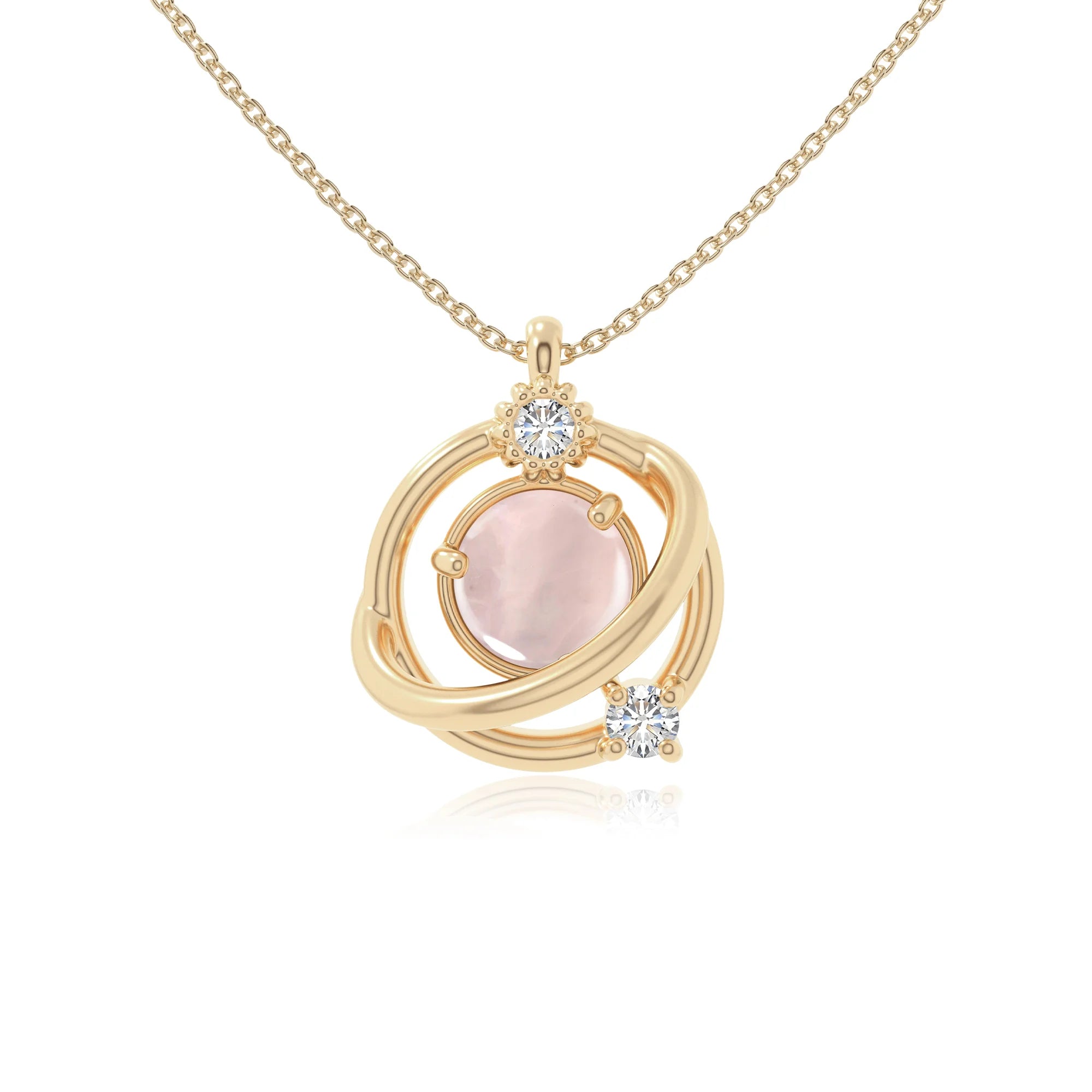 rose quartz galaxy necklaces in yellow gold vermeil 
