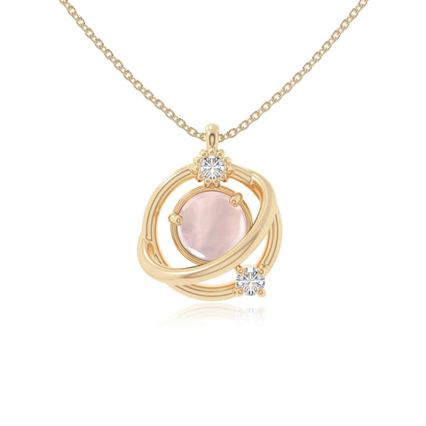 rose quartz galaxy necklaces in yellow gold vermeil 