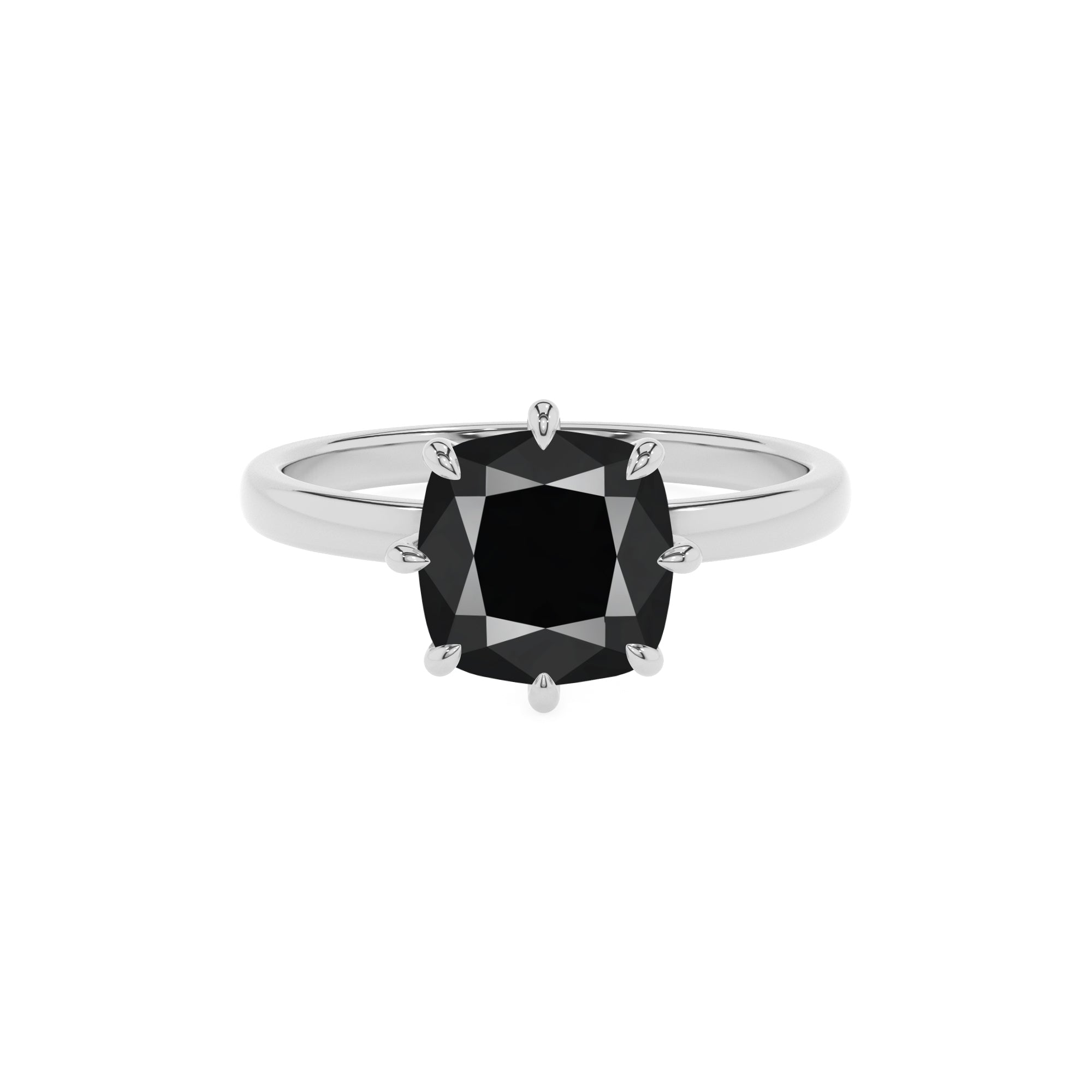 natural black-onyx cushion solitaire engagement ring