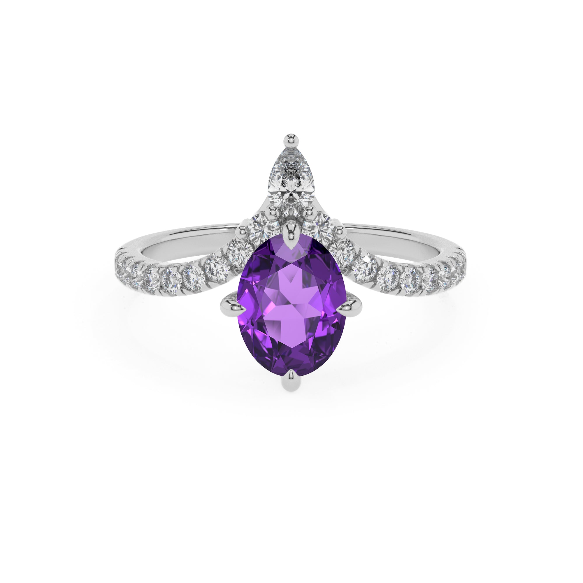 lab grown amethyst oval solitaire engagement ring