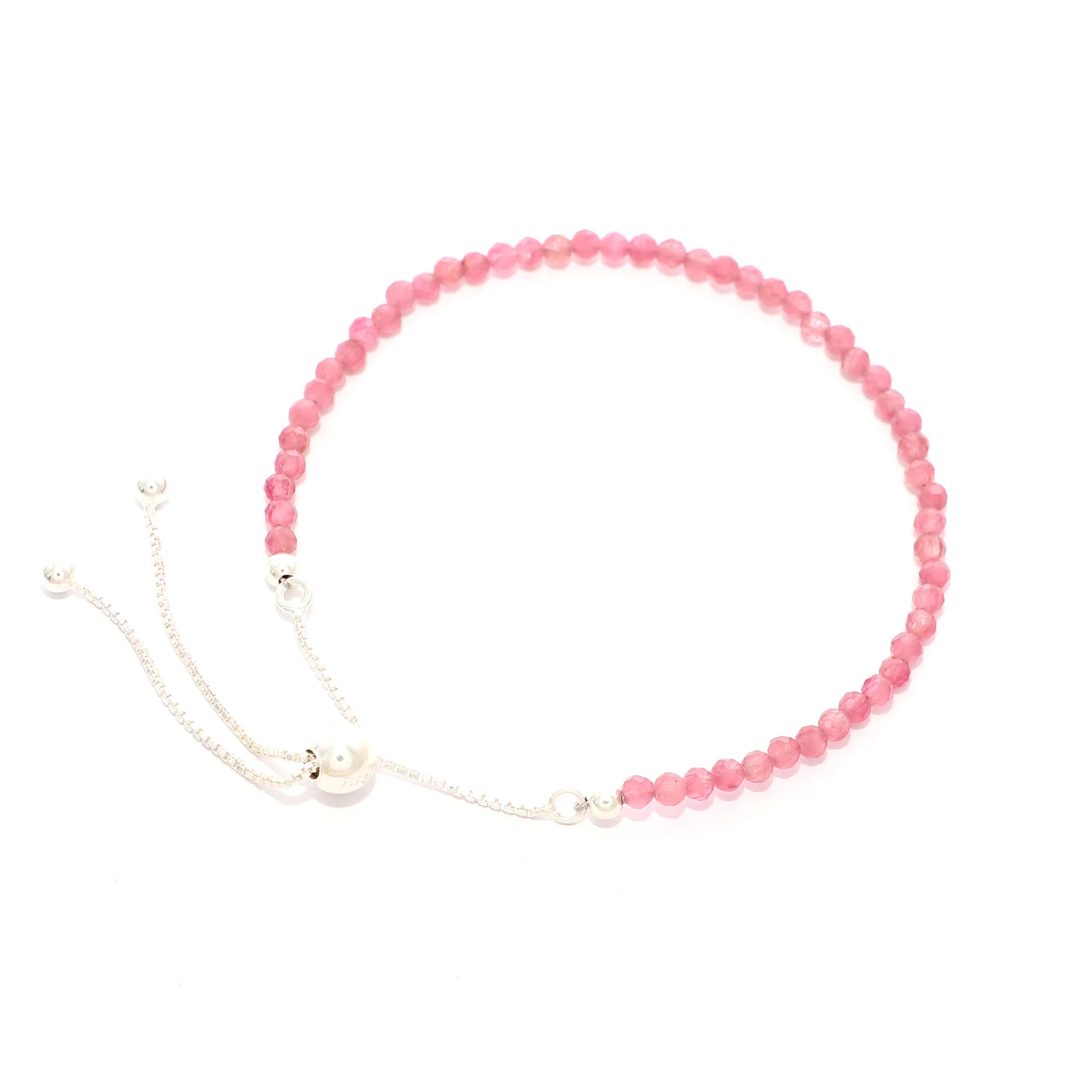 natural pink-tourmaline round shape bolo bracelet