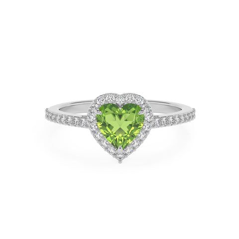 natural peridot heart half eterity halo solitaire engagement ring