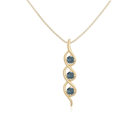 natural london-blue-topaz 3 stone helix necklaces in yellow gold vermeil 