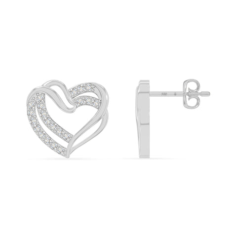 moissanite heart-in-heart stud earrings in sterling silver 