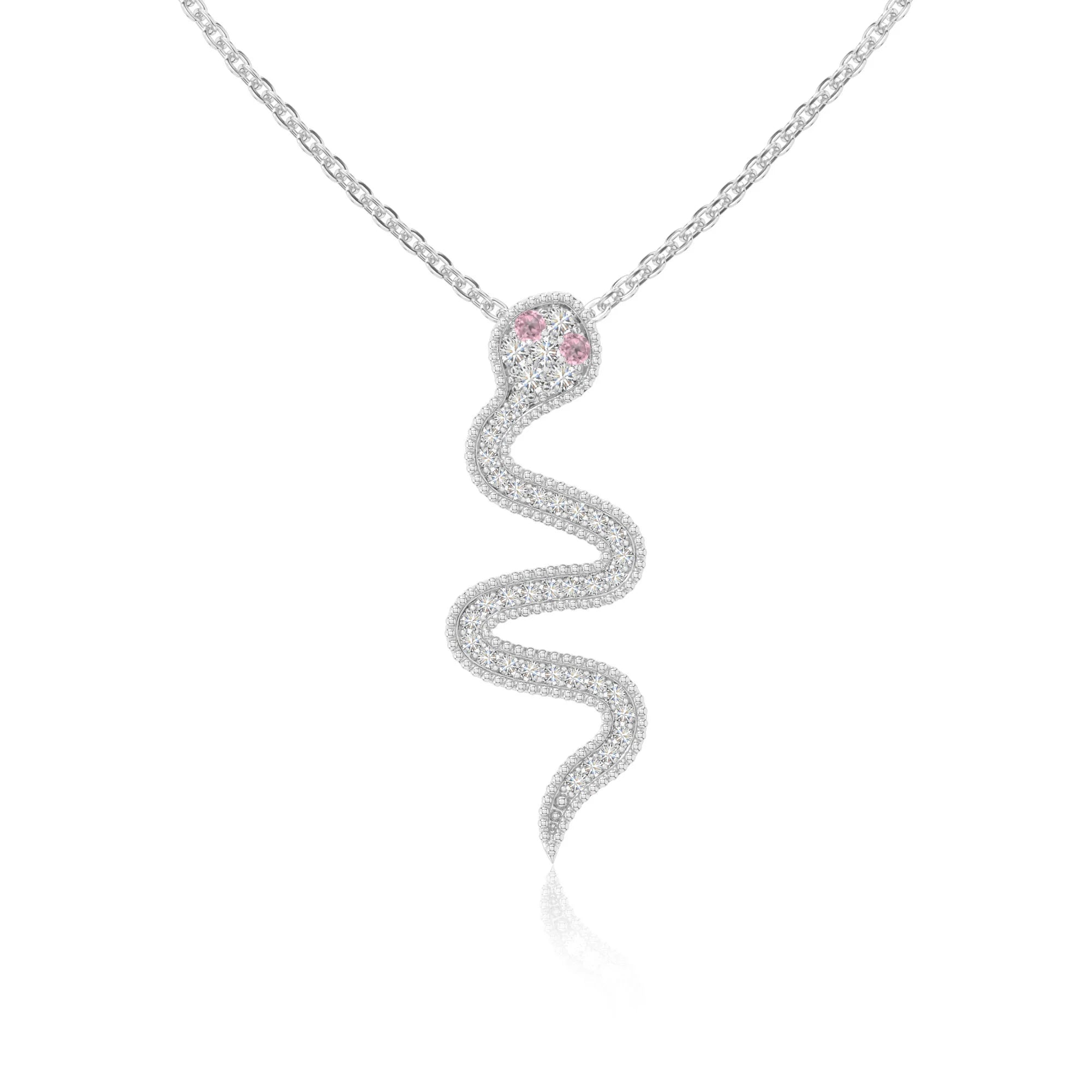 natural pink-tourmaline snake necklaces in sterling silver 