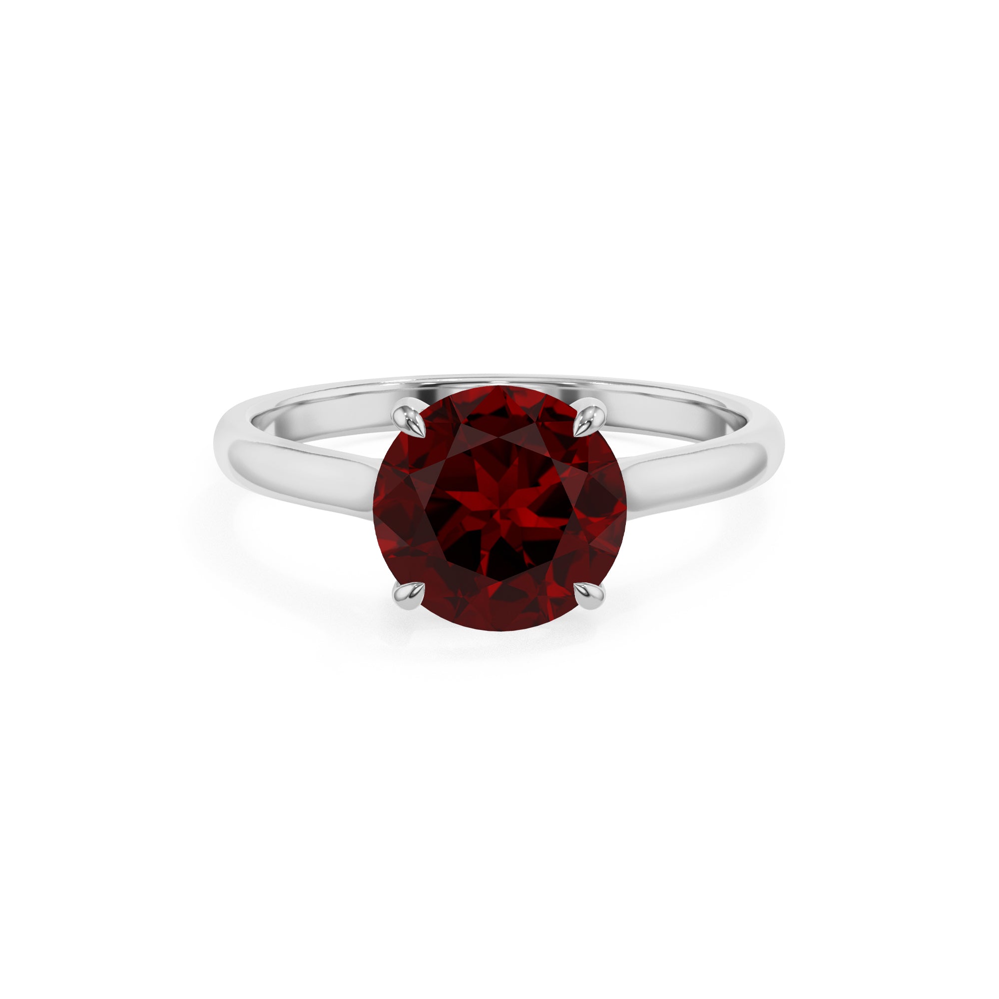 natural garnet round solitaire engagement ring