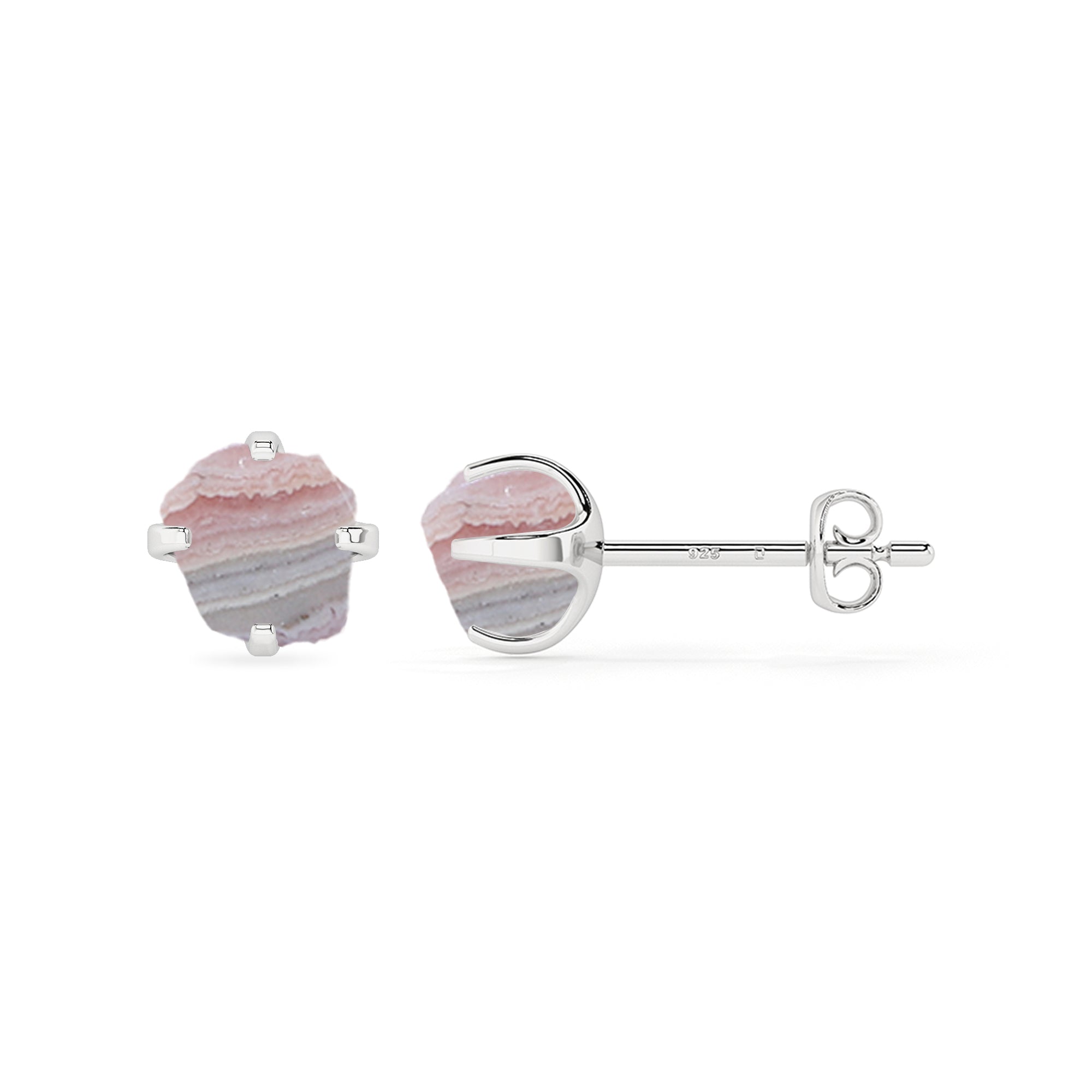 natural rhodochrosite rough shape stud earrings