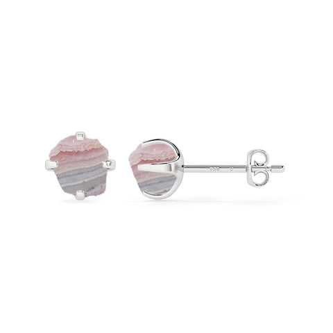 natural rhodochrosite rough shape stud earrings