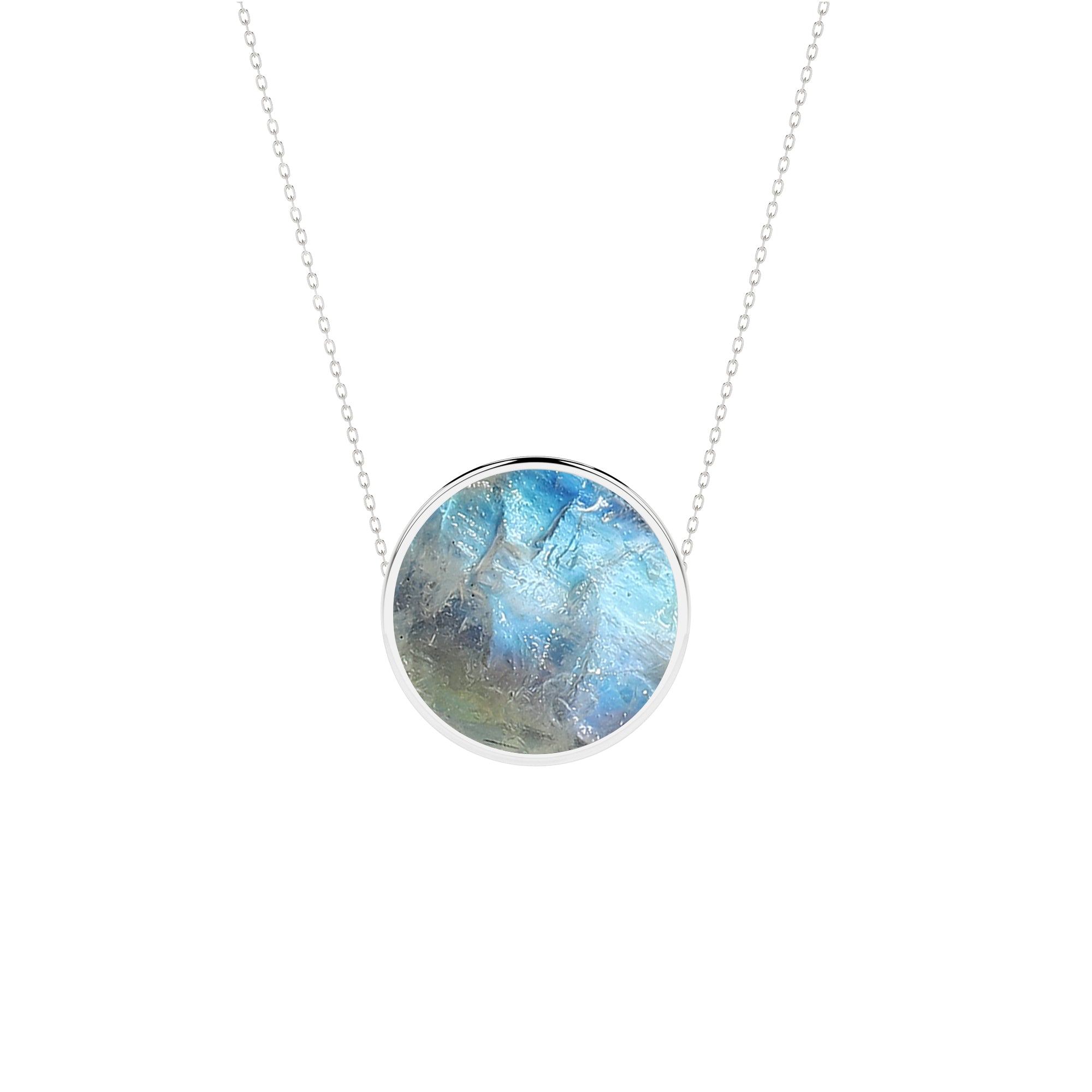 natural rainbow-moonstone round shape pendant necklace