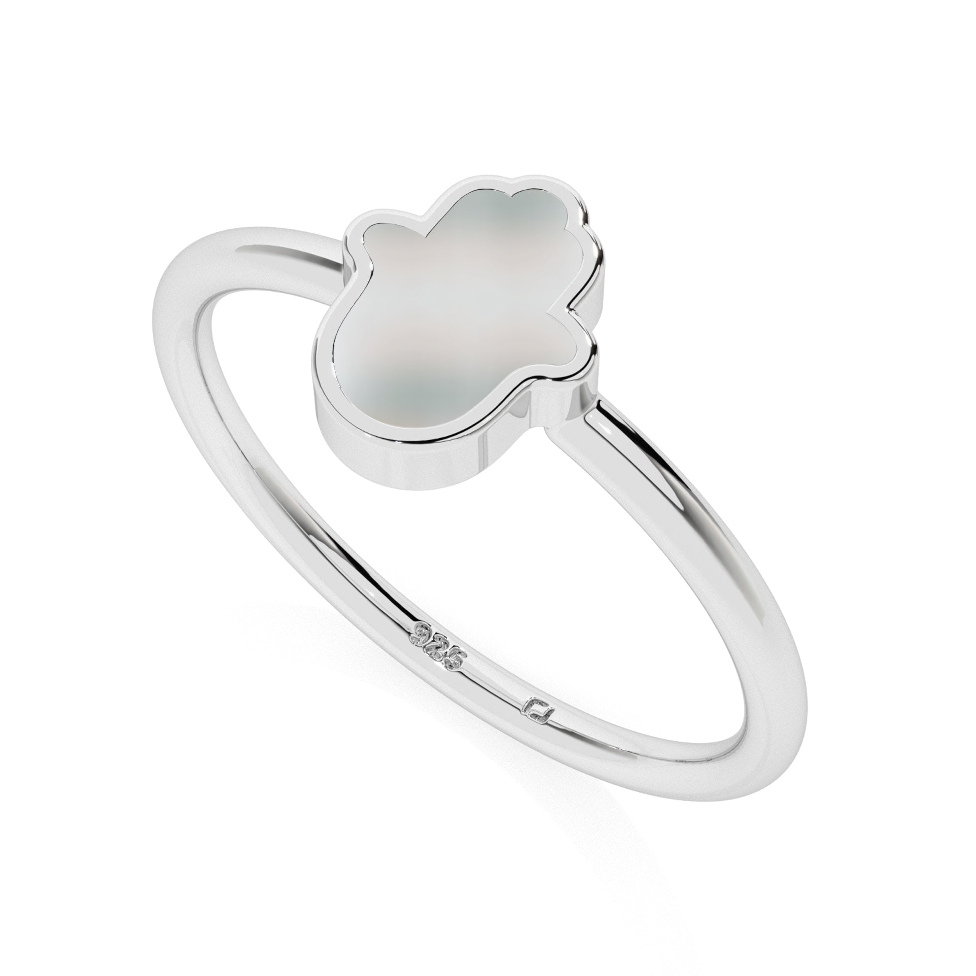 pearl ahimsa shape stackable bezel-set ring