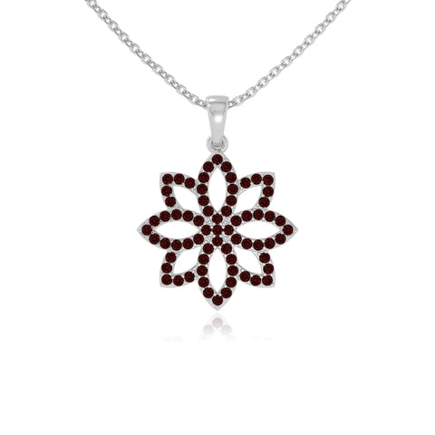 natural garnet flower necklaces in sterling silver 