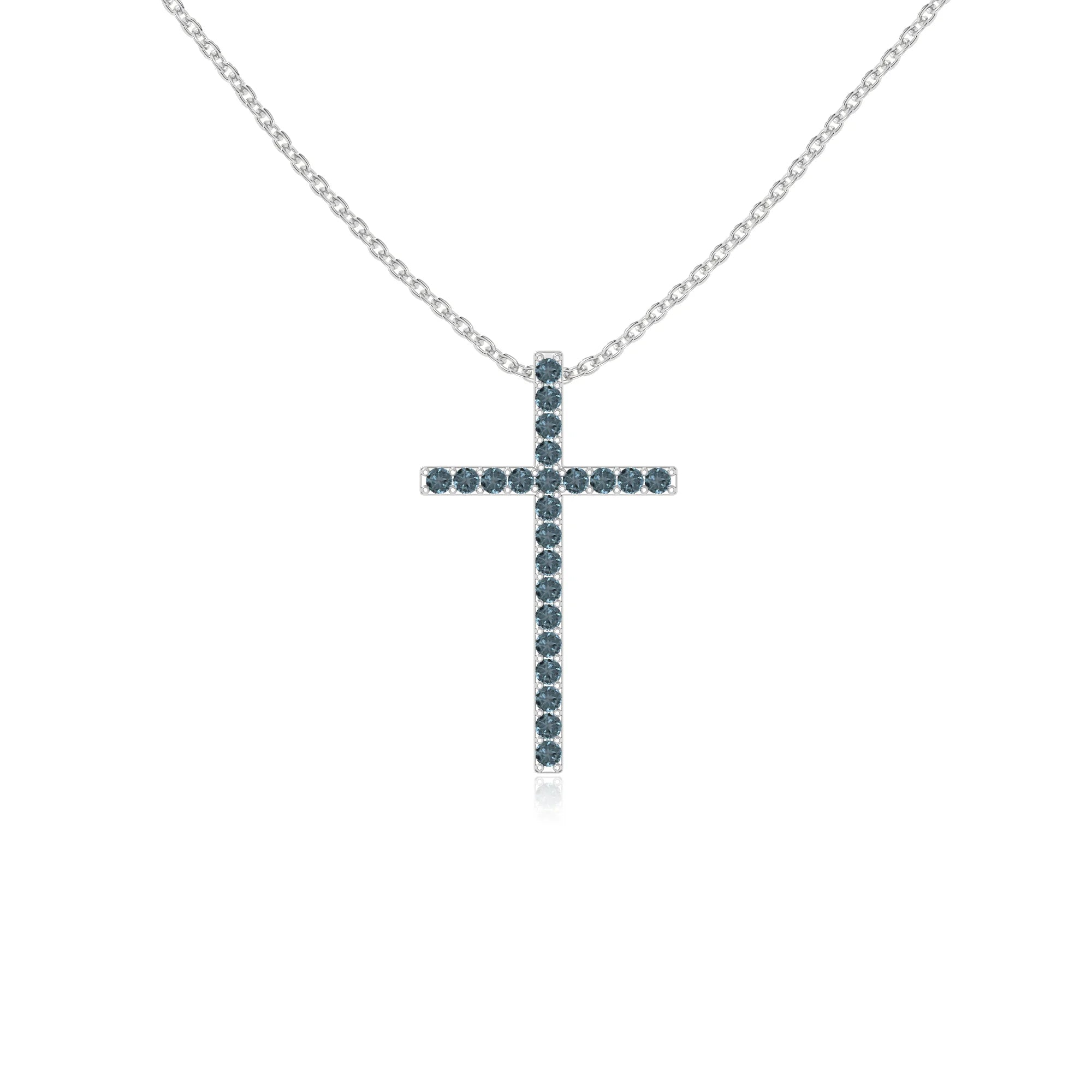 natural london-blue-topaz cross necklaces in sterling silver 