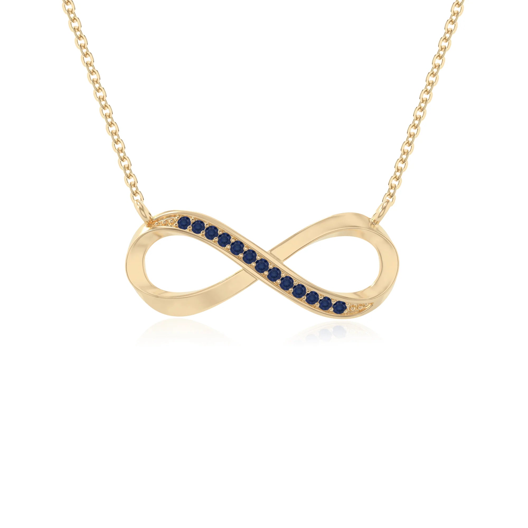 natural blue-sapphire infinity necklaces in yellow gold vermeil 