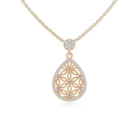 natural pink-tourmaline infinity love knot necklaces in yellow gold vermeil 
