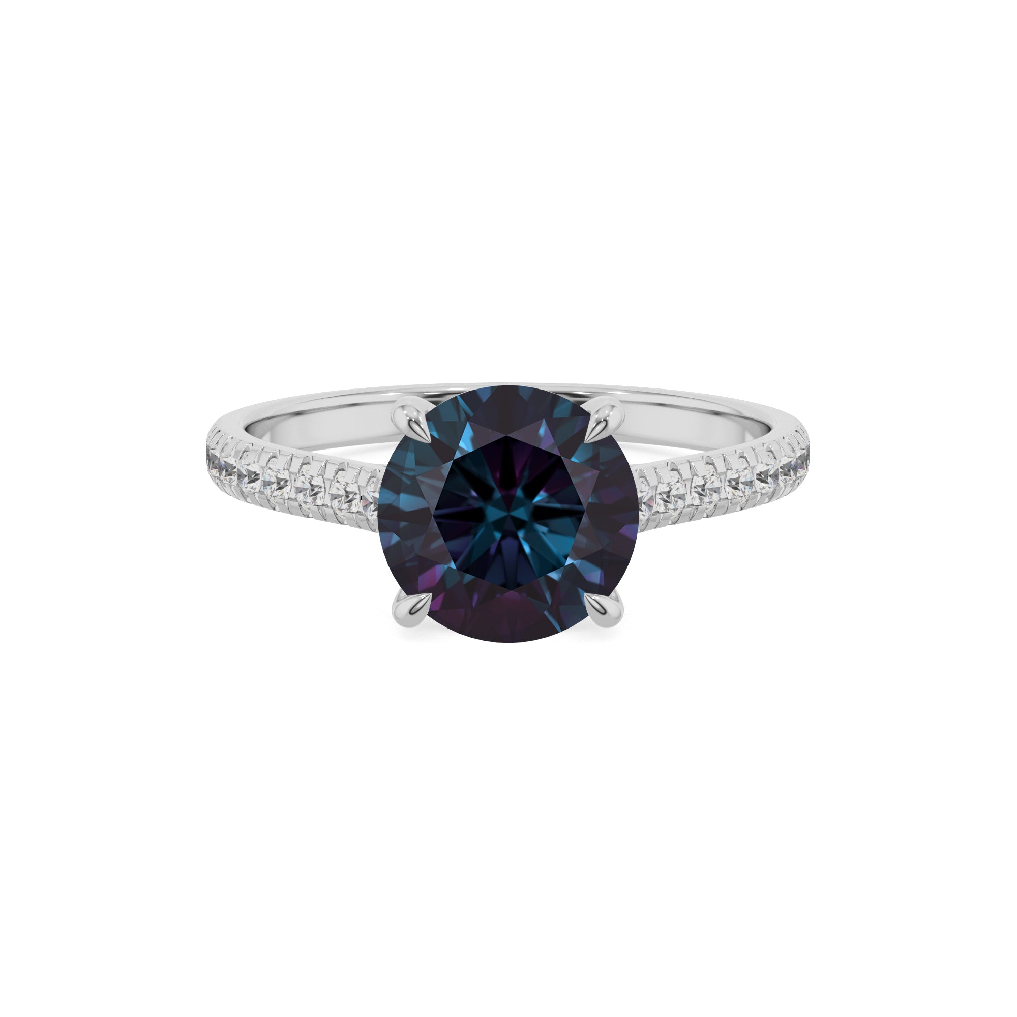 lab grown alexandrite round half eterity solitaire engagement ring