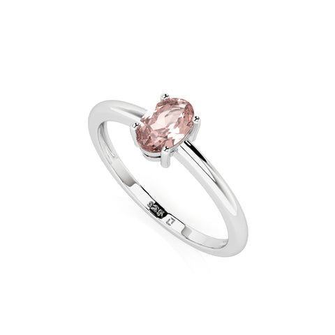 rose quartz oval cut stackable prong-set ring