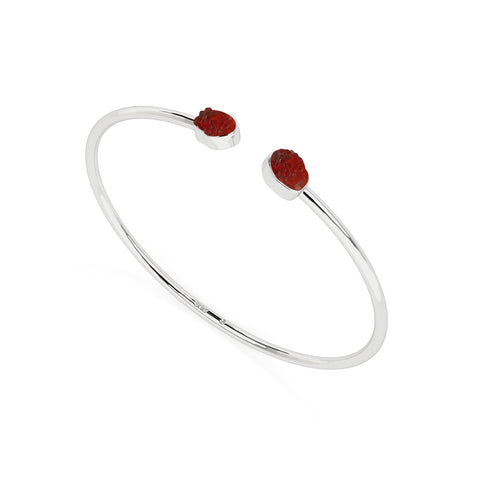 natural red-garnet rough shape twister bracelet