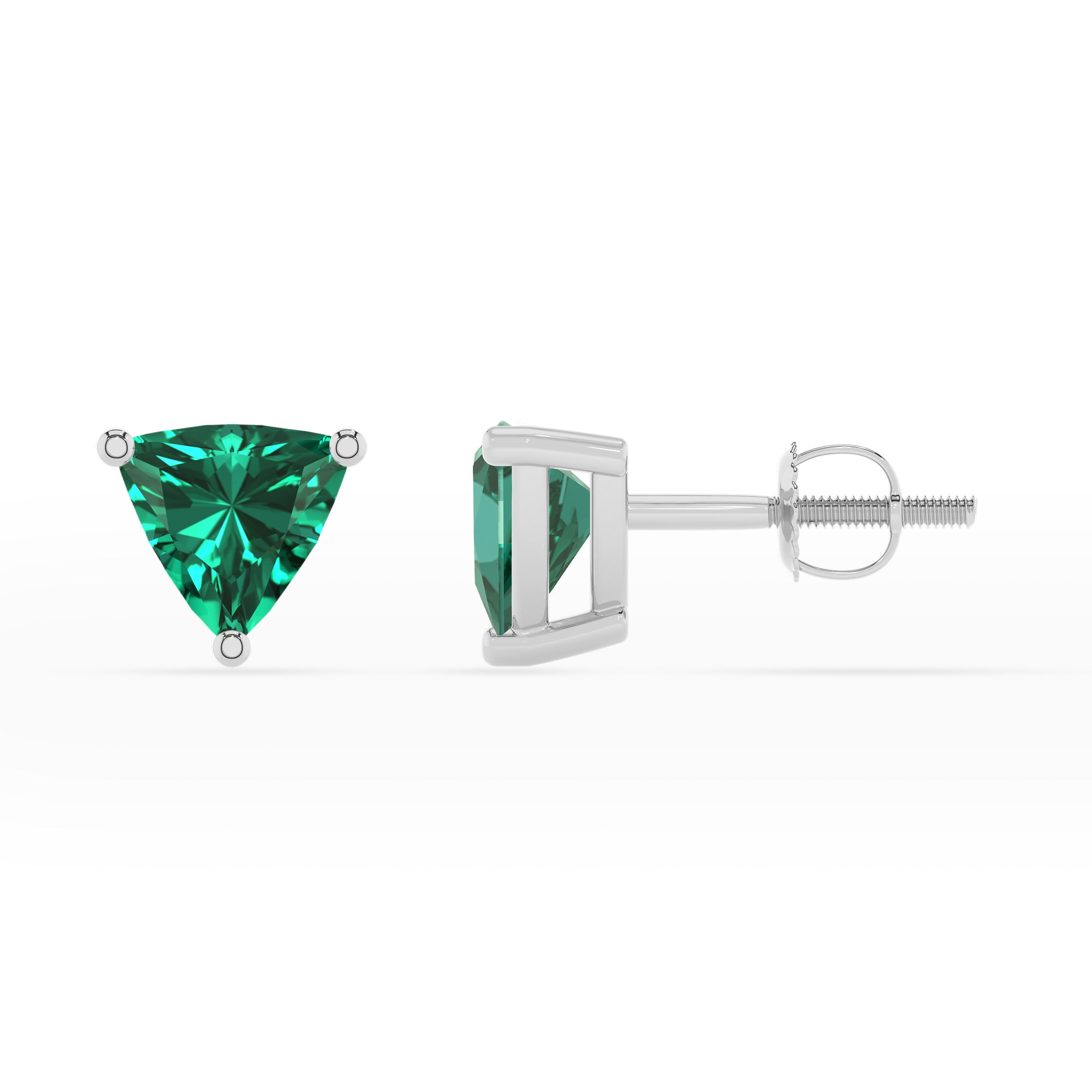 lab grown emerald trillion stud earrings 