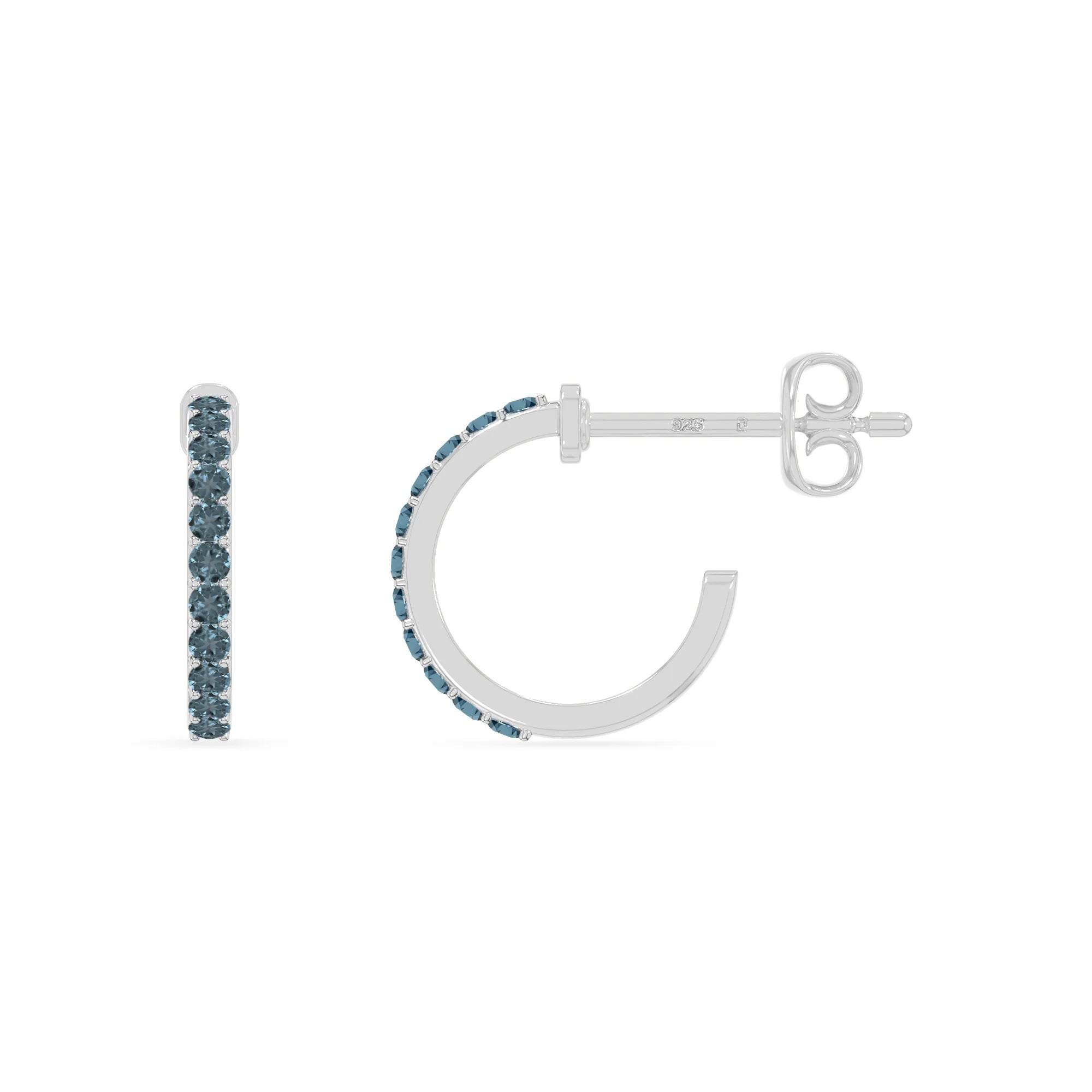natural london-blue-topaz hoop earrings in sterling silver 