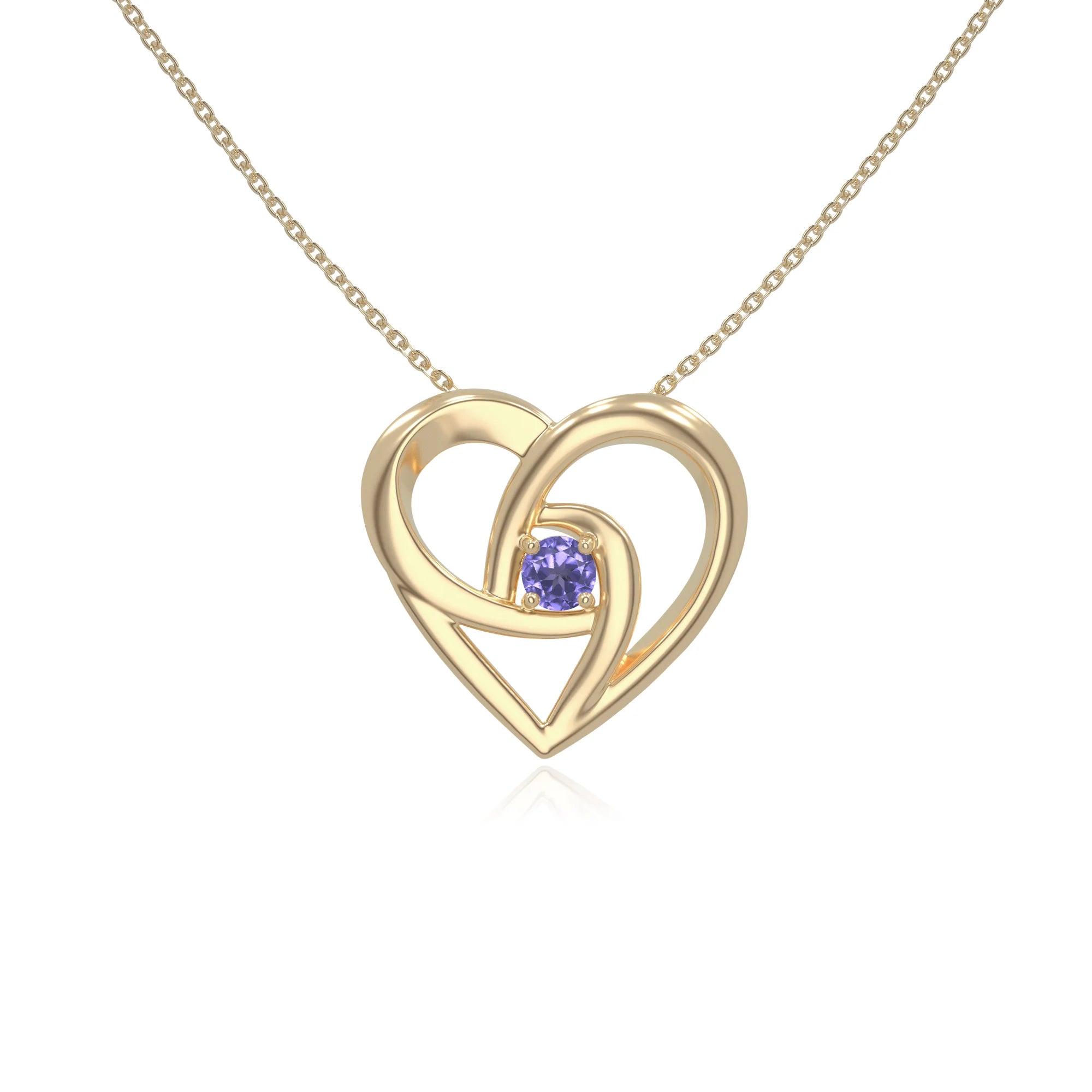 natural tanzanite floral heart necklaces in yellow gold vermeil 