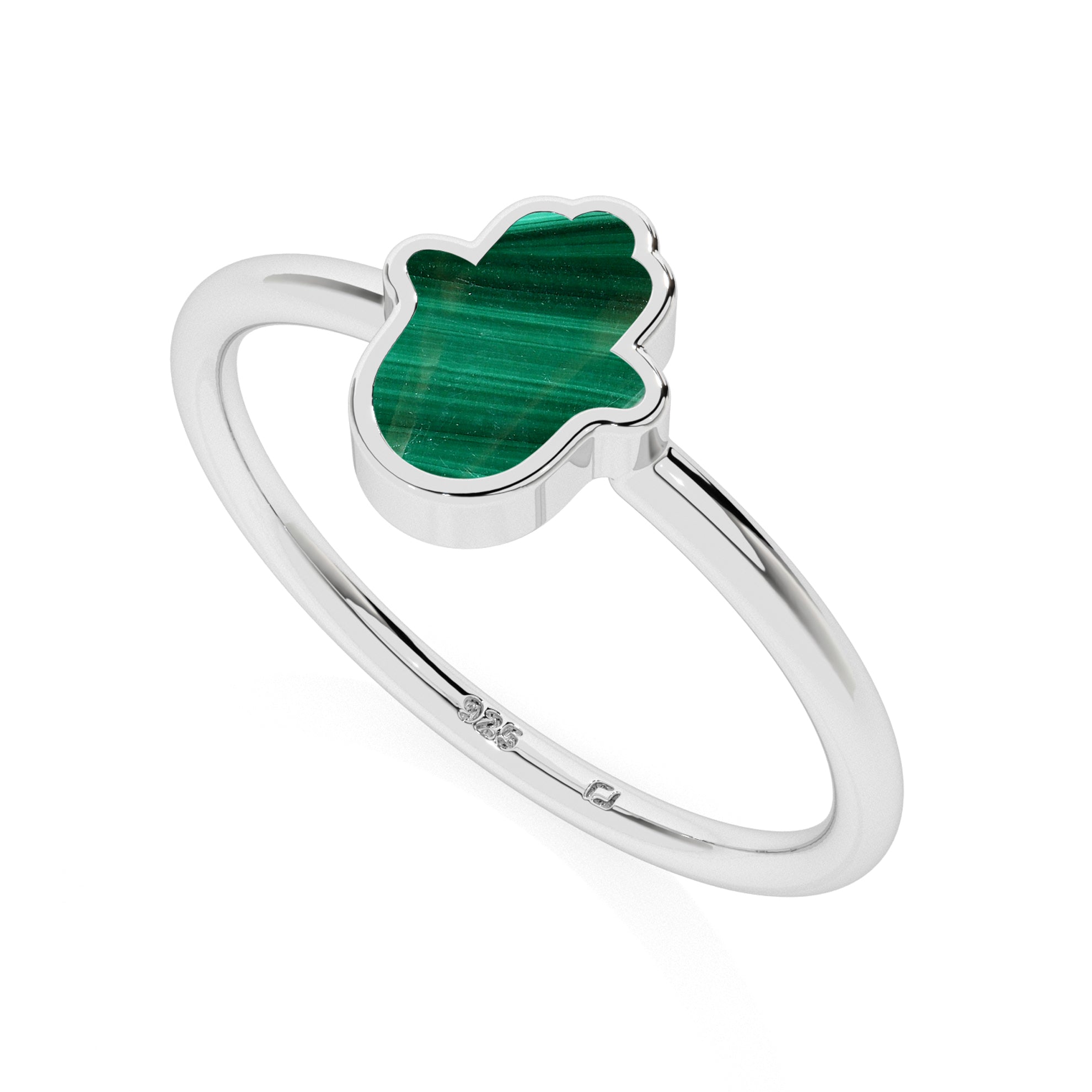 malachite ahimsa shape stackable bezel-set ring