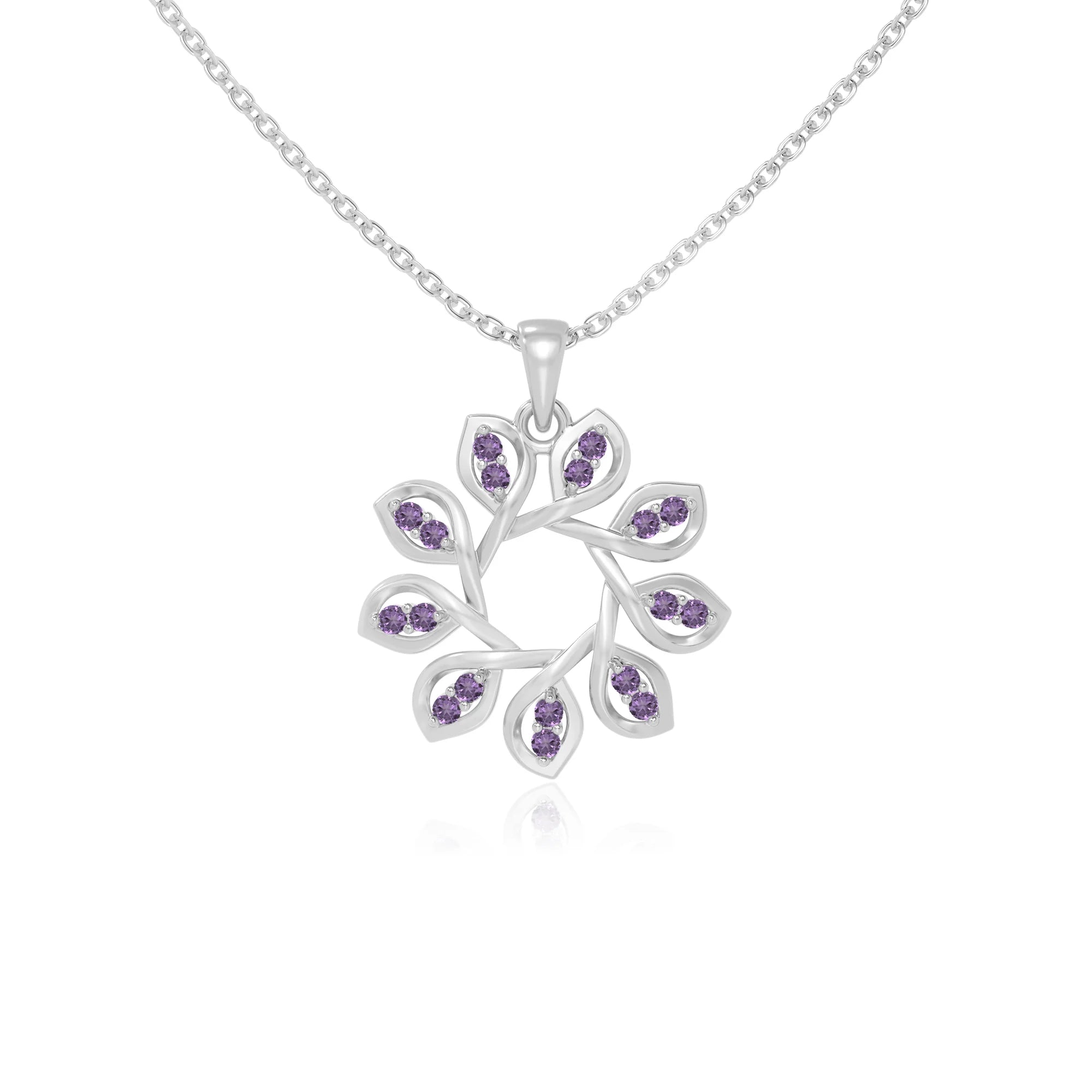 natural amethyst flower necklaces in sterling silver 