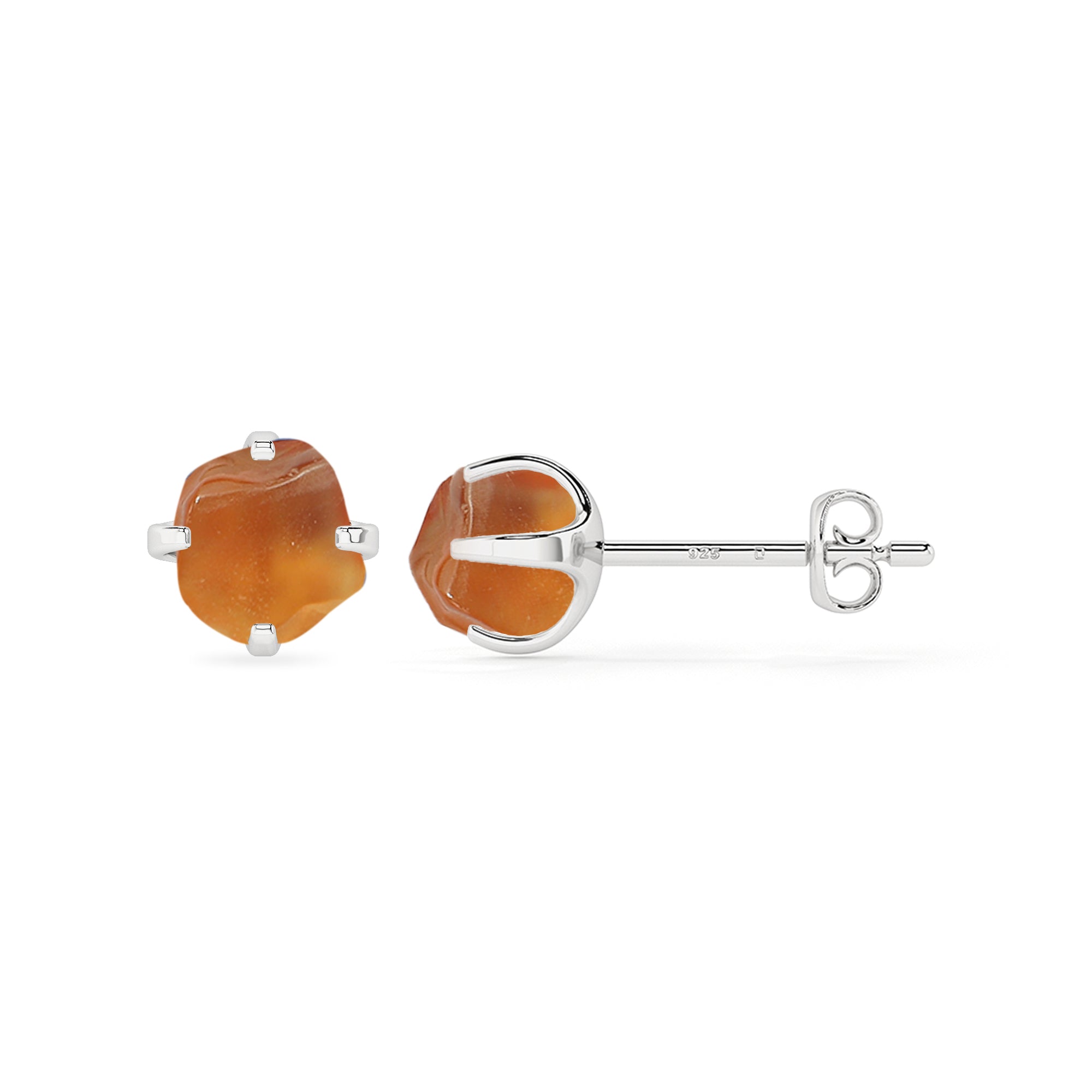 natural carnelian rough shape stud earrings