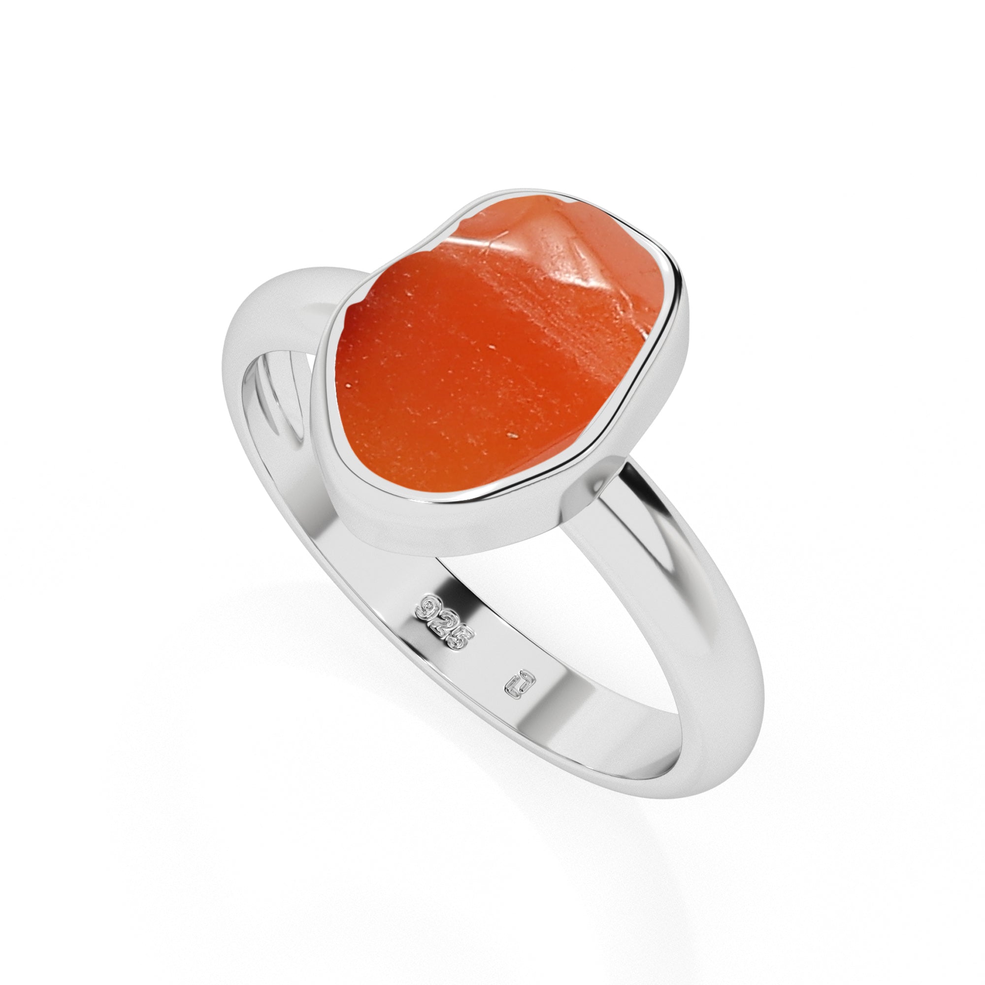 carnelian rough shape stackable bezel-set ring