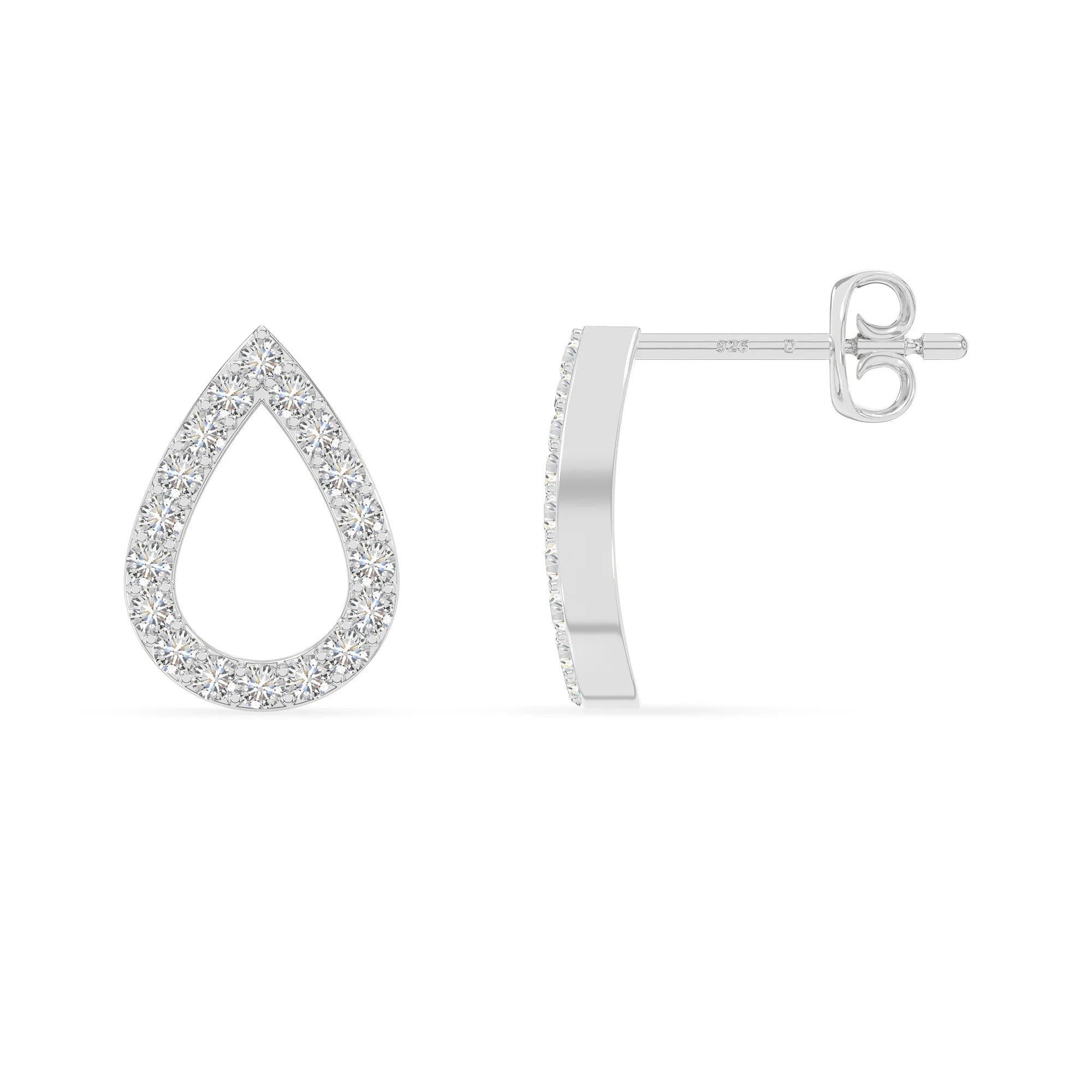 moissanite teardrop stud earrings in sterling silver 