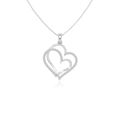 moissanite double heart necklaces in sterling silver 