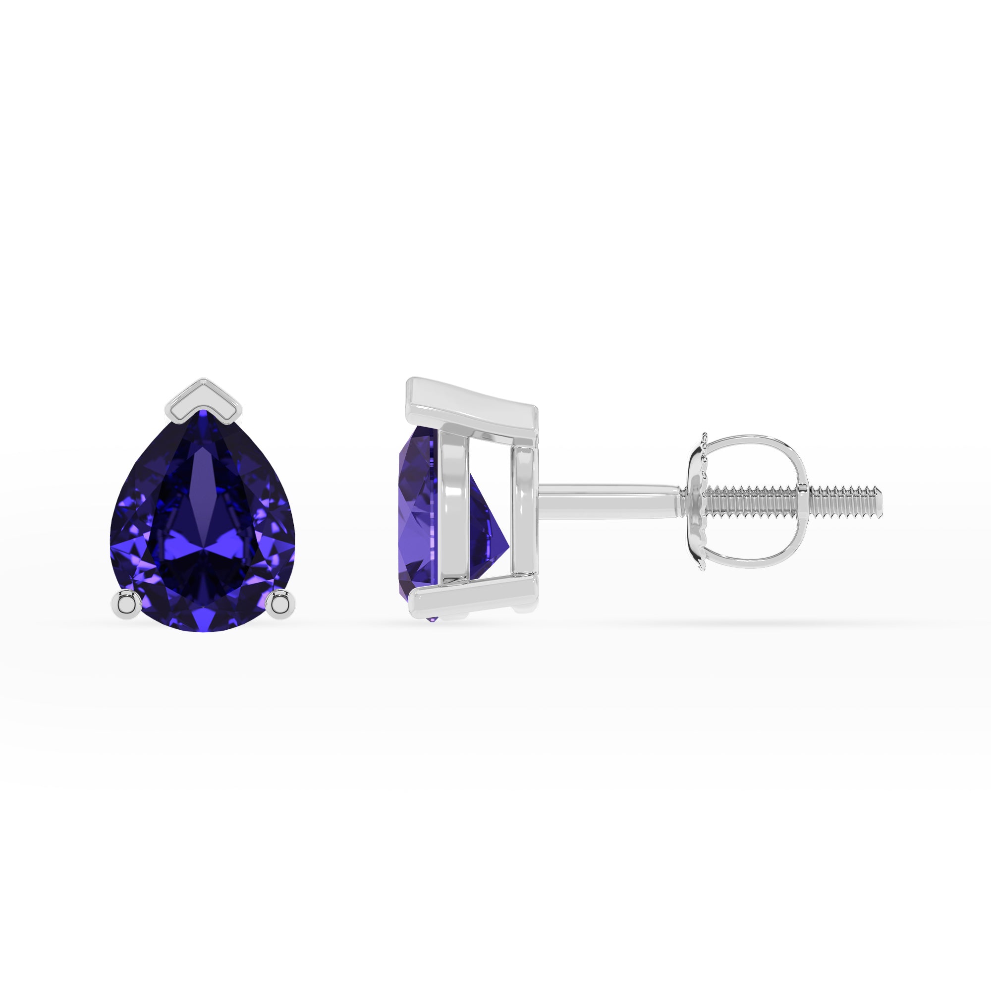 natural tanzanite pear stud earrings 