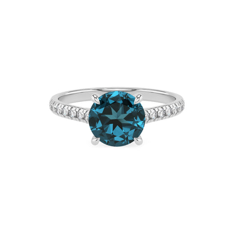 natural london blue topaz round half eterity solitaire engagement ring