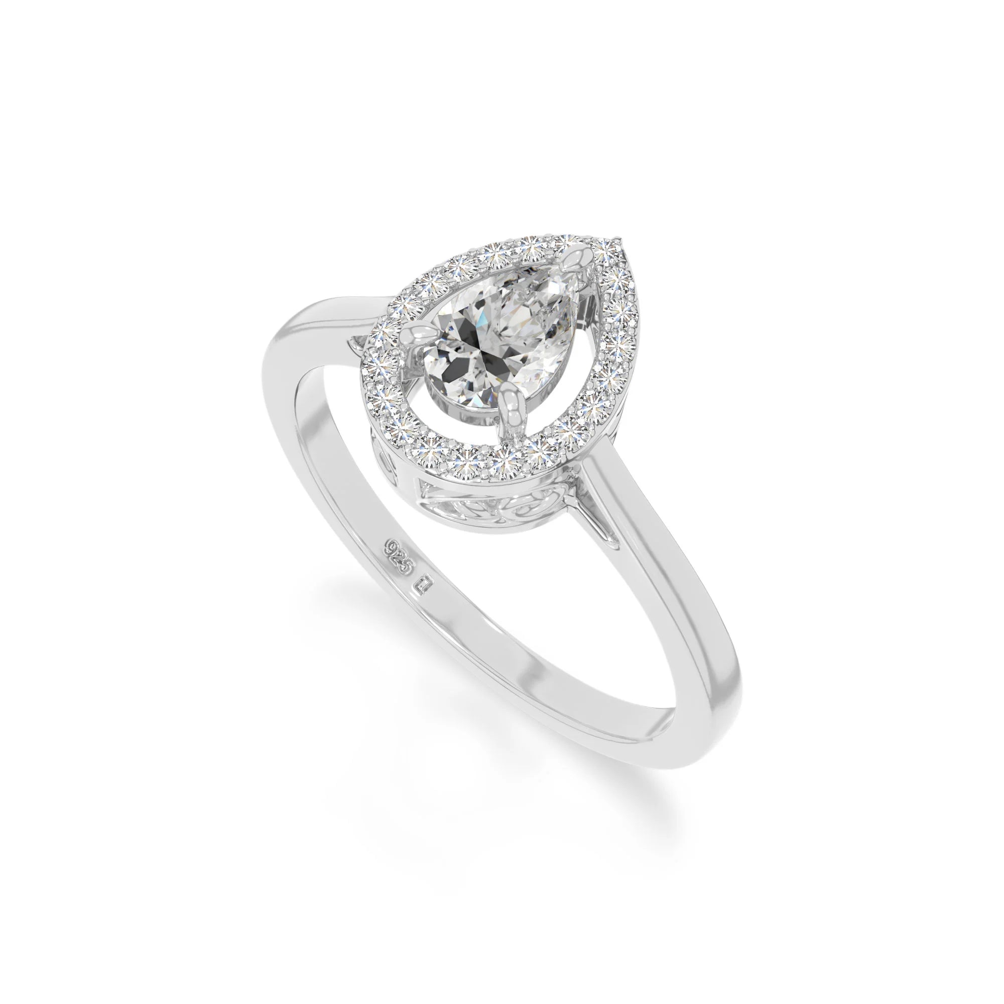 natural moissanite solitaire halo engagement rings in sterling silver 