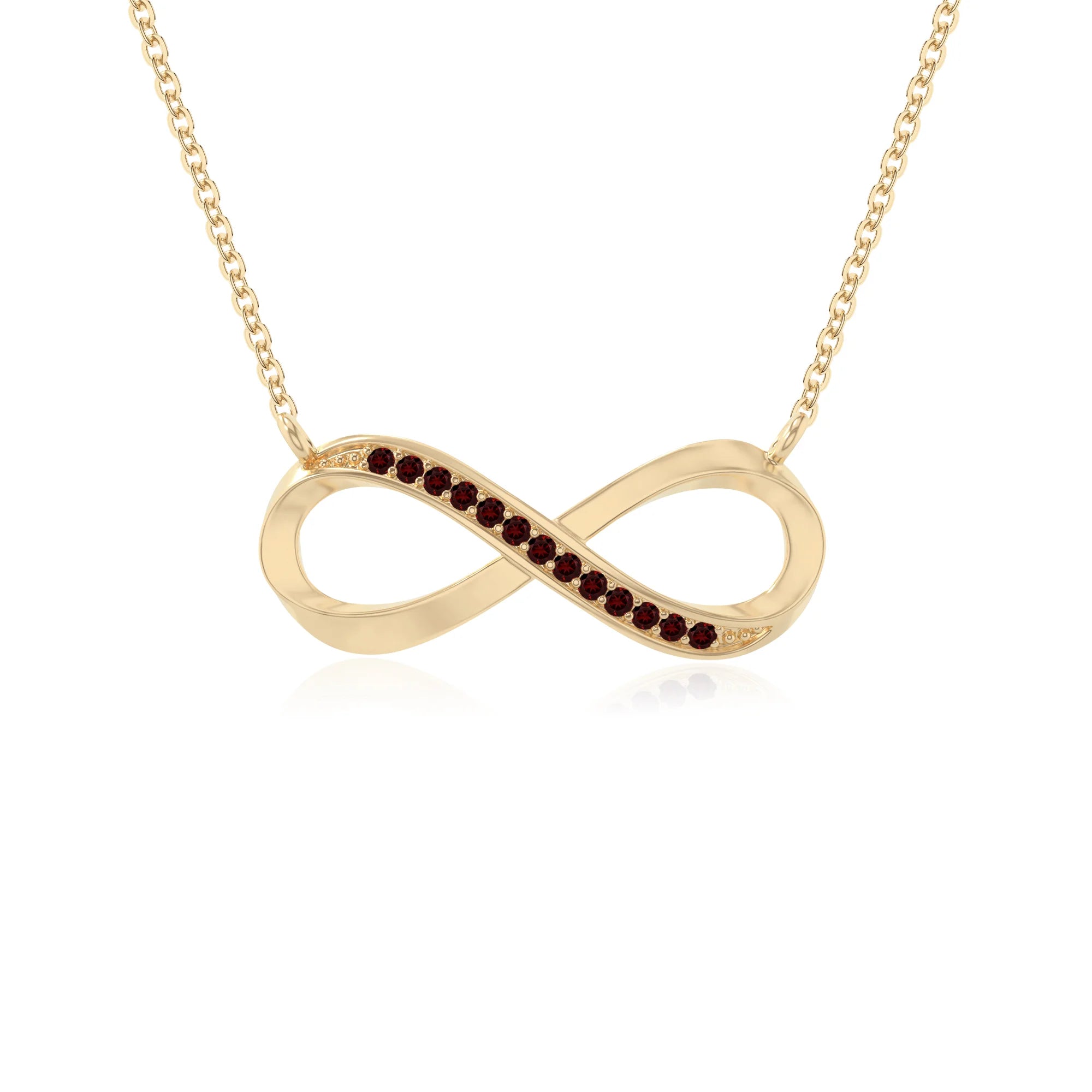 natural garnet infinity necklaces in yellow gold vermeil 