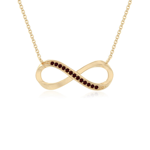 natural garnet infinity necklaces in yellow gold vermeil 