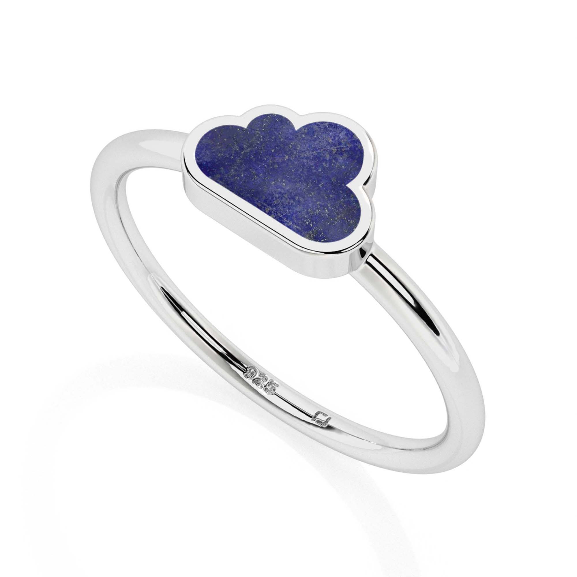 lapis lazuli cloud shape stackable bezel-set ring