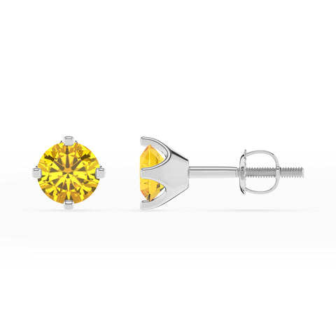 lab grown yellow sapphire round stud earrings 