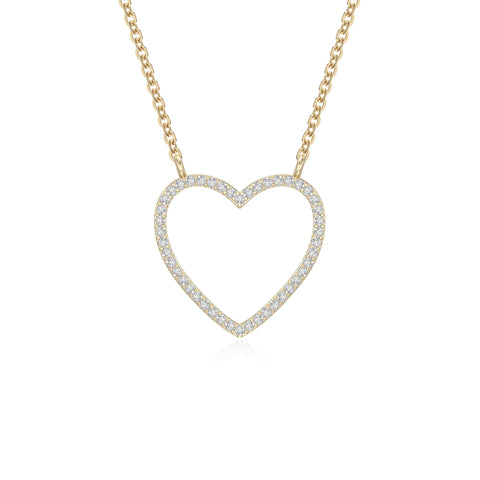 moissanite heart necklaces in yellow gold vermeil 