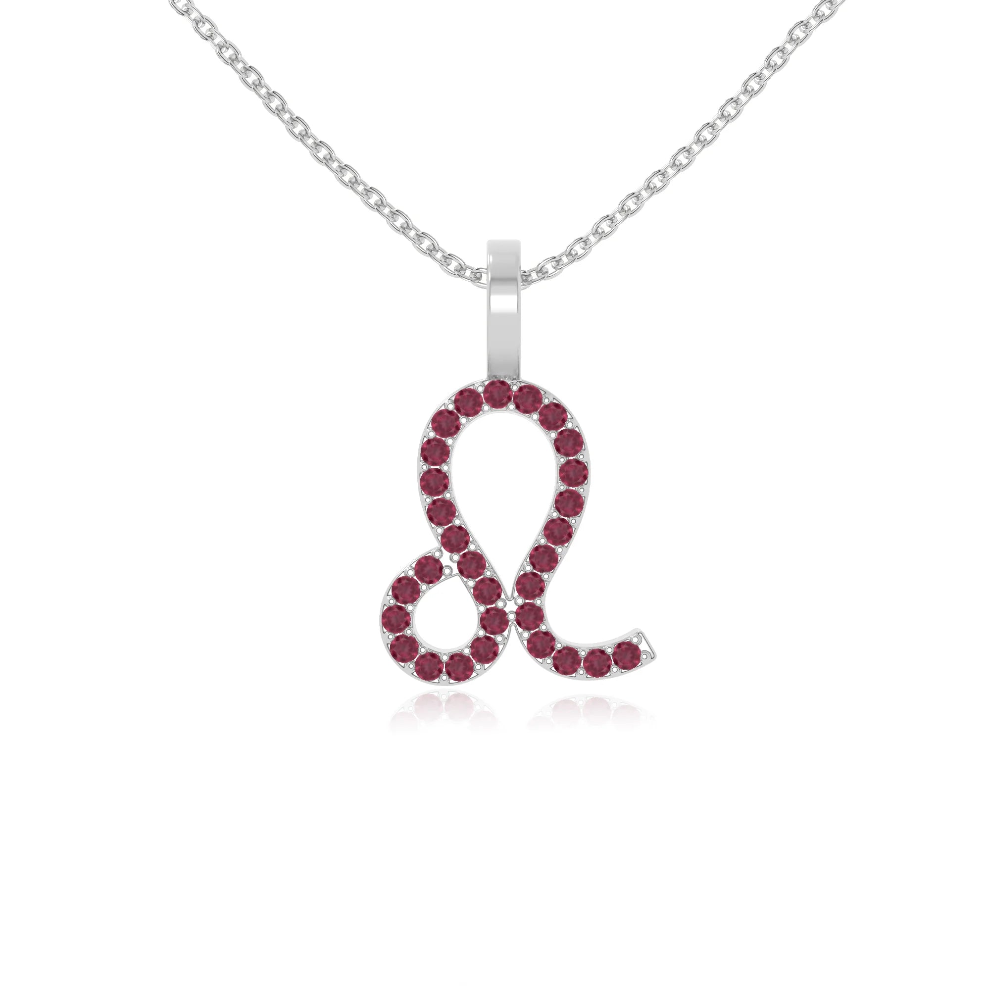 natural ruby leo zodiac sign necklaces in sterling silver 