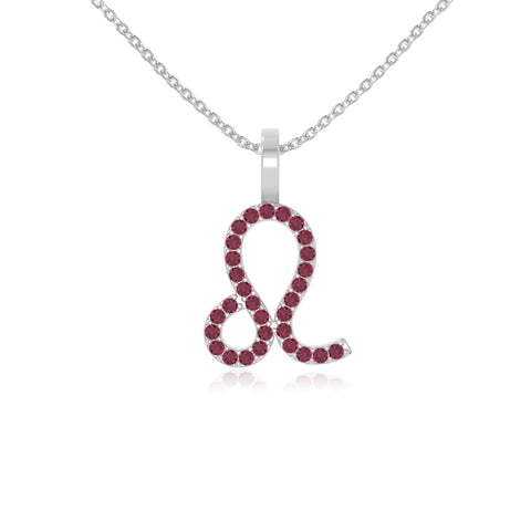 natural ruby leo zodiac sign necklaces in sterling silver 