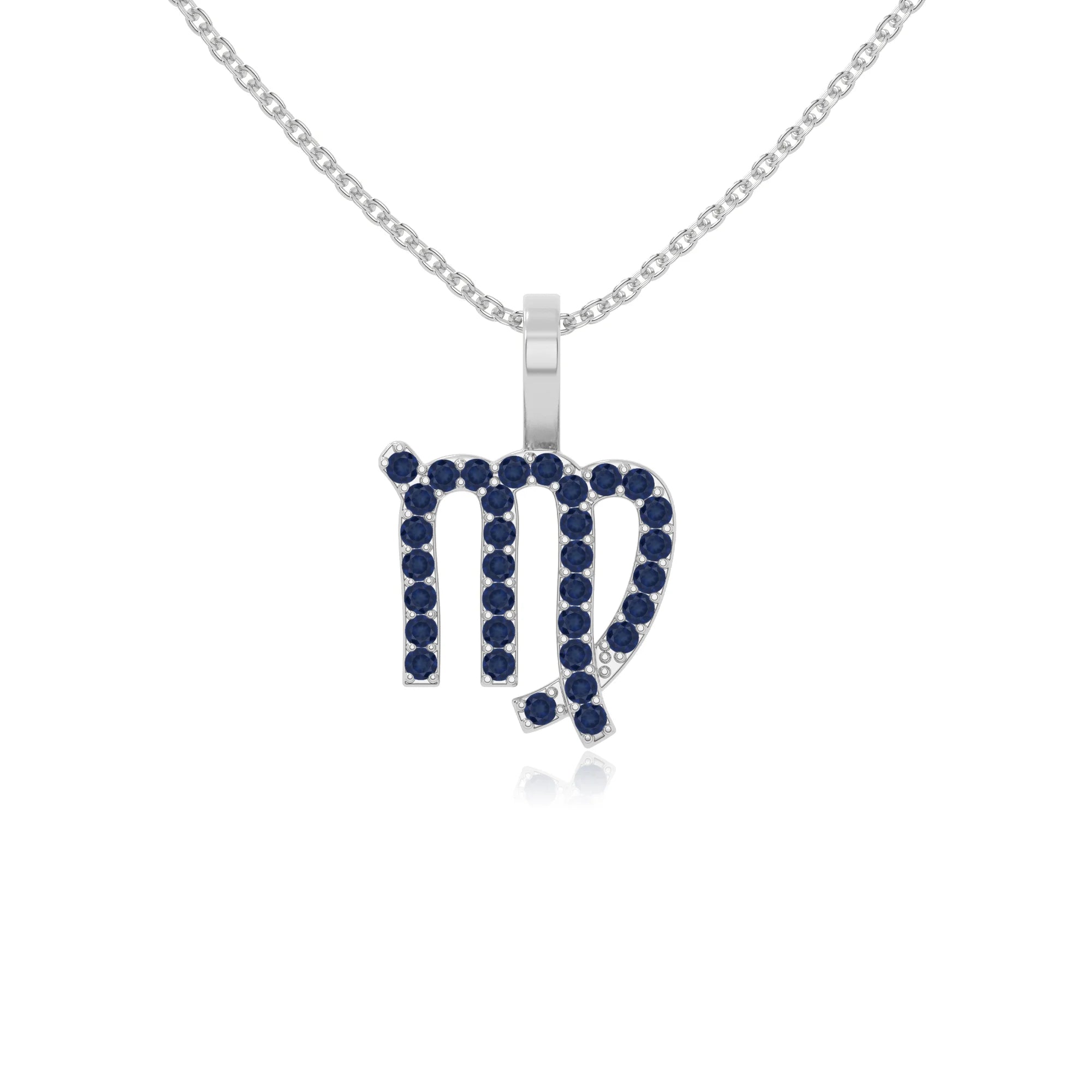 natural blue-sapphire virgo zodiac necklaces in sterling silver 
