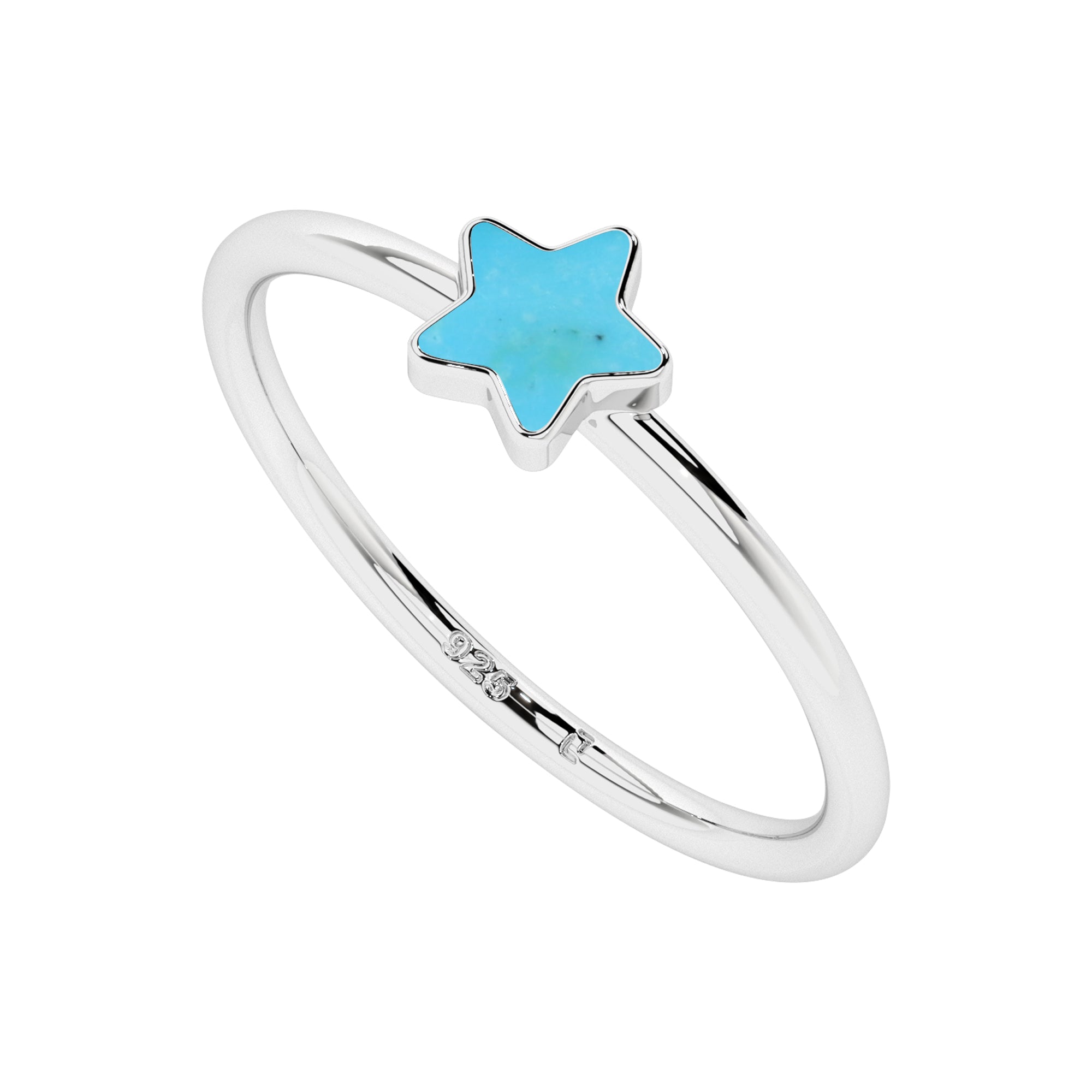 turquoise star shape stackable bezel-set ring