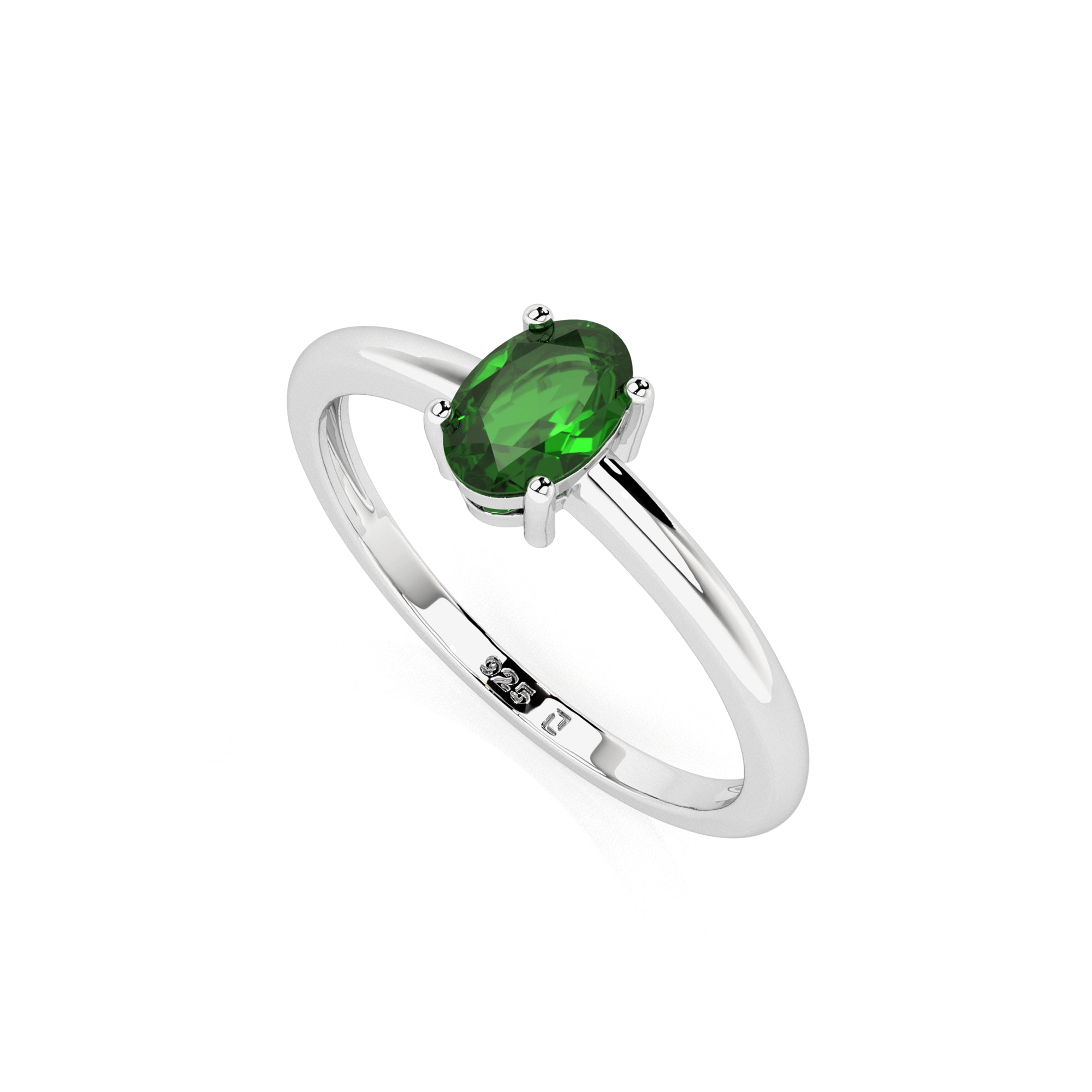 chrome diopside oval cut stackable prong-set ring