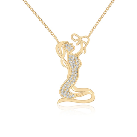 moissanite mother child necklaces in yellow gold vermeil 