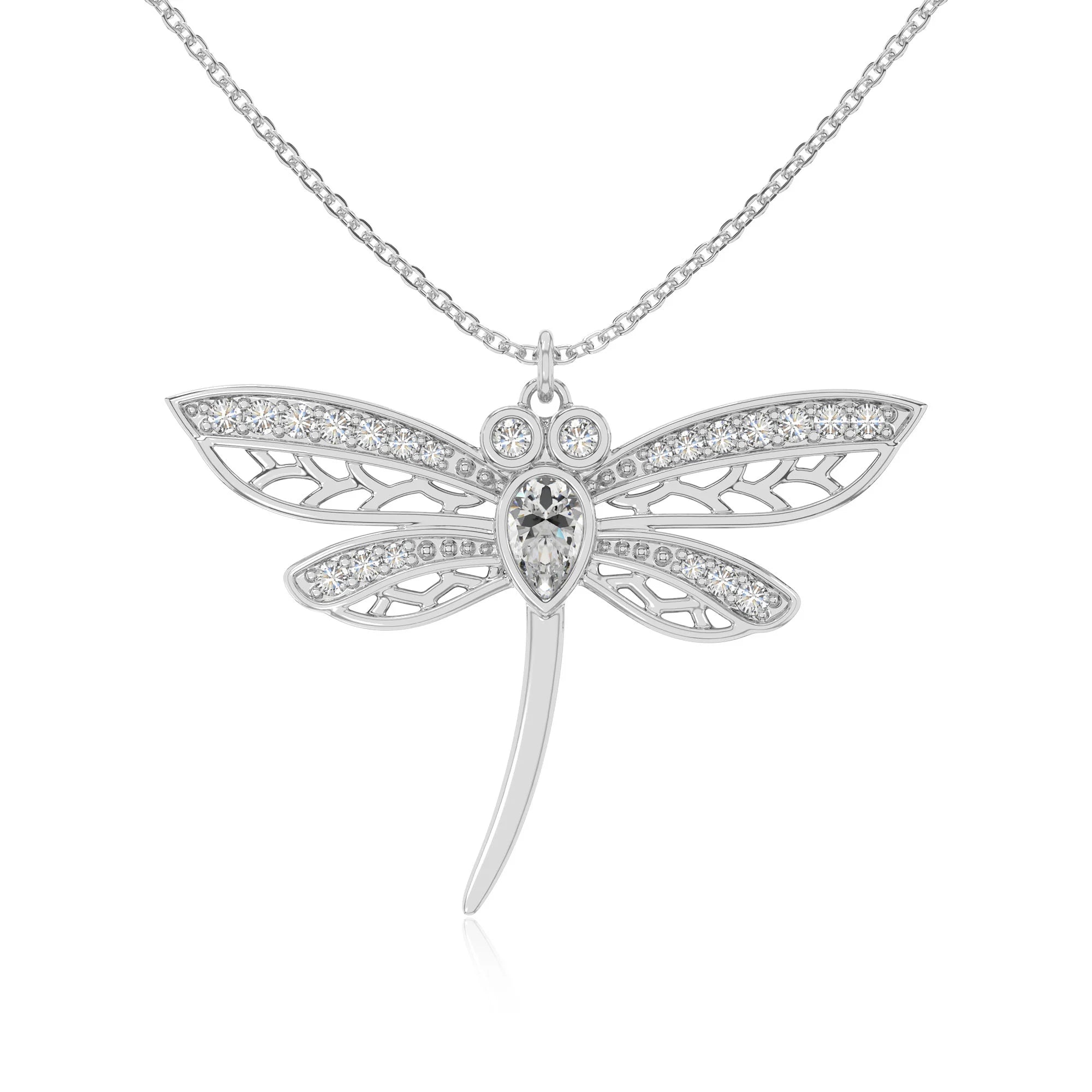 moissanite dragonfly necklaces in sterling silver 