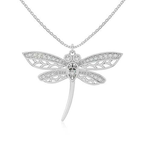 moissanite dragonfly necklaces in sterling silver 