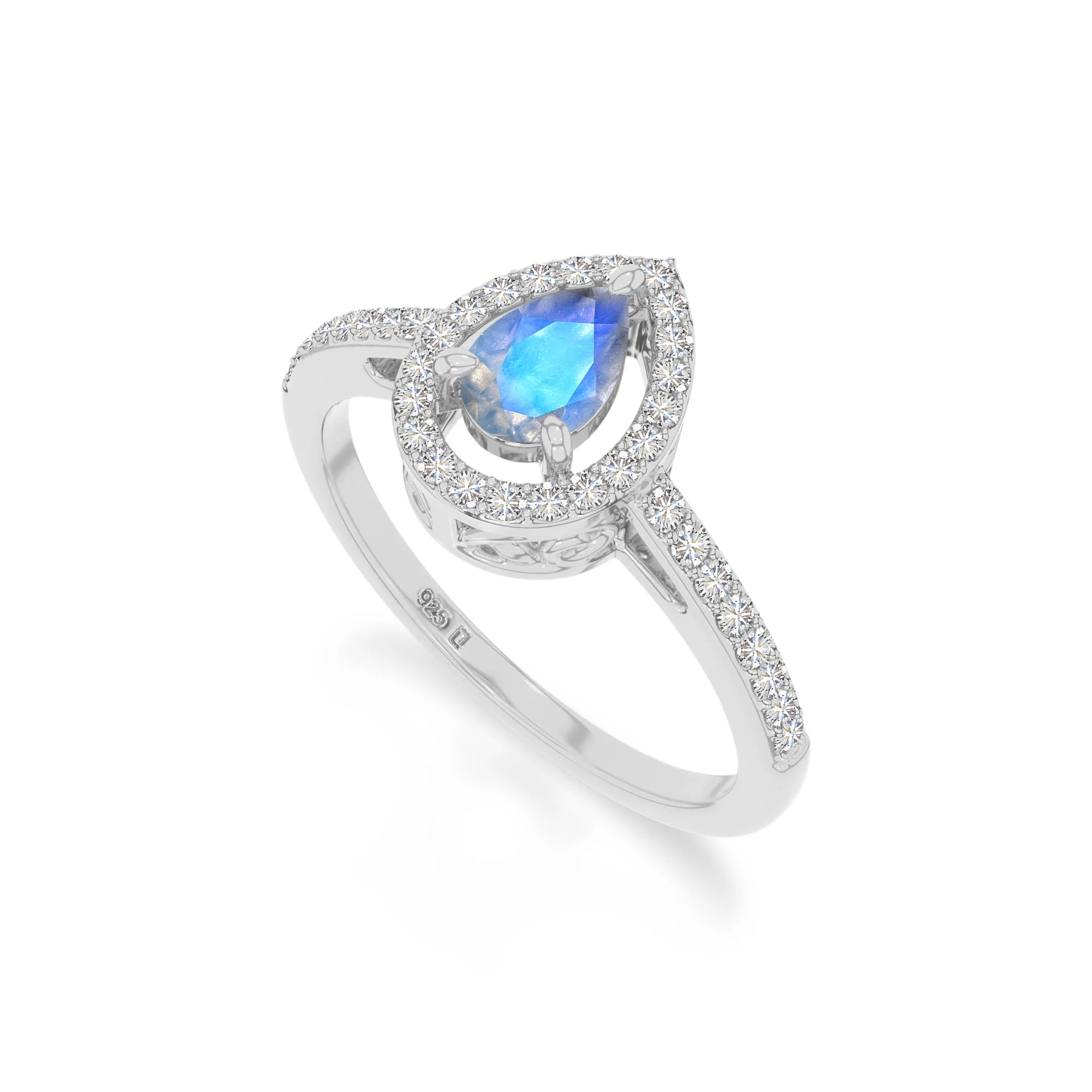 natural labradorite solitaire halo engagement rings in sterling silver 